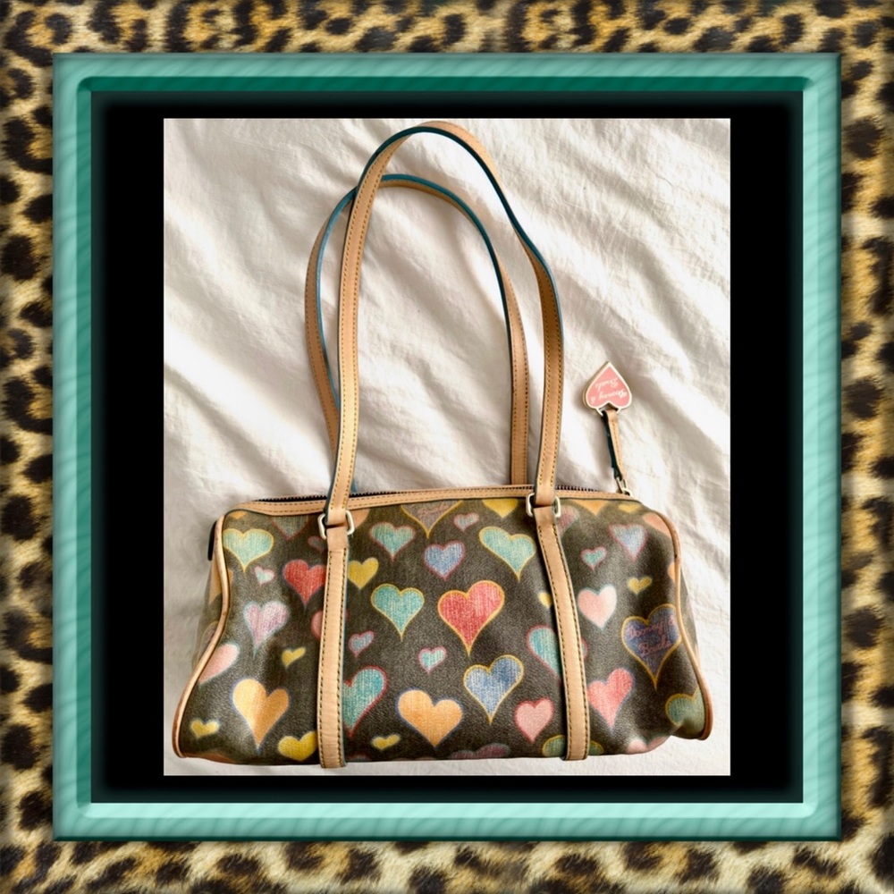 👑✅PRICE FIRM✅ Dooney & Bourke Y2K Crayola Hearts Black Shoulder Bag